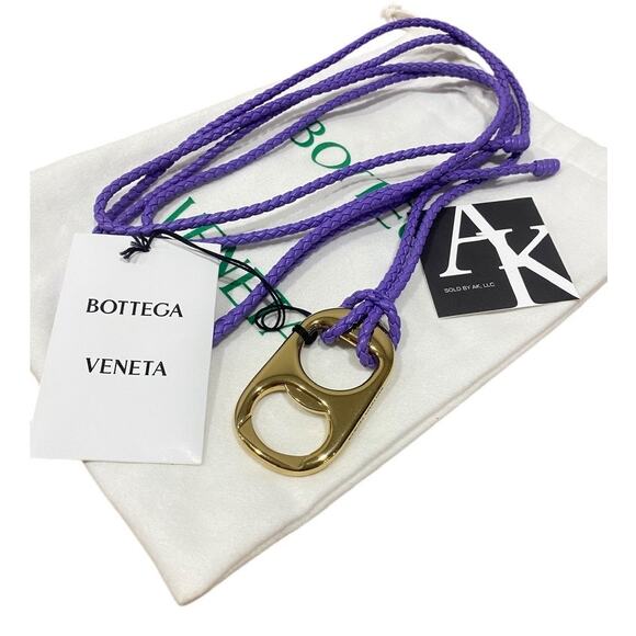 Bottega Veneta Can Opener Braided Lambskin Belt Purple Italy NWT main image 7